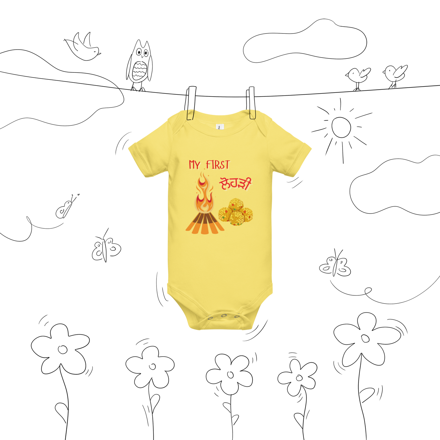 First Lohri(Baby short sleeve one piece)